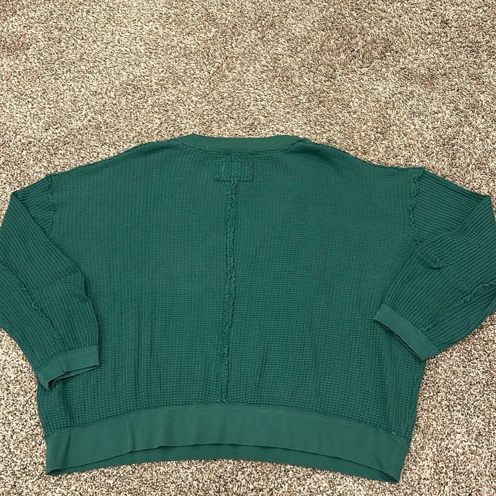 Teal V-Neck Women's Sweater - Picture 8 of 9